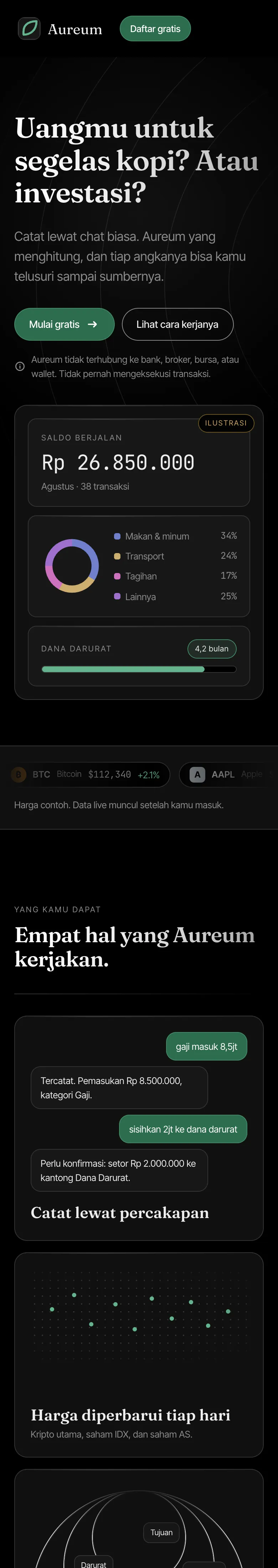 The Aureum homepage on a phone