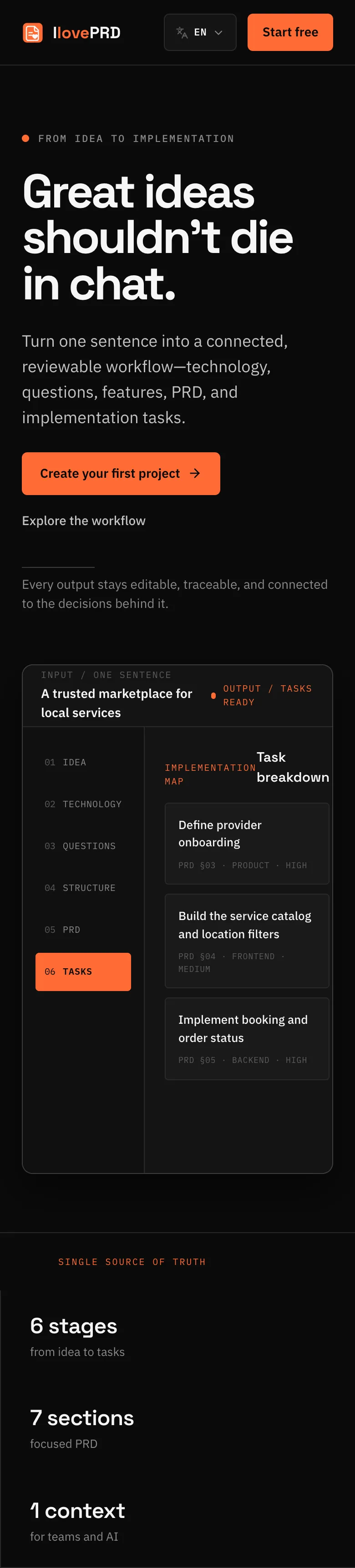The IlovePRD homepage on a phone