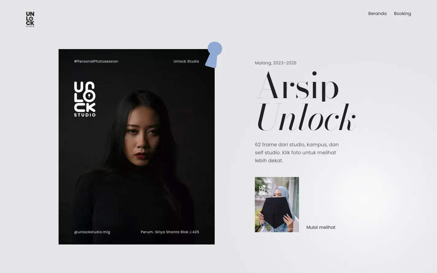 The Unlock Studio Gallery homepage on desktop
